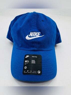 Nike Club Unstructured Futura Wash Baseball Cap Royal Blue M/L NEW Hat Unisex